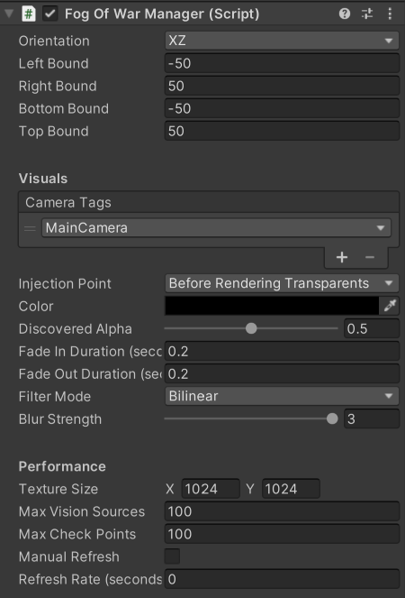 FogOfWarManager Inspector